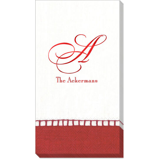 Red Border Design Your Own Caspari Guest Towels